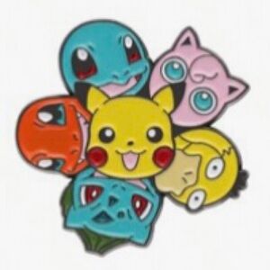 Pokémon Pikachu, Charmander, Squirtle, Bulbasaur, Psyduck and Jigglypuff Pin
